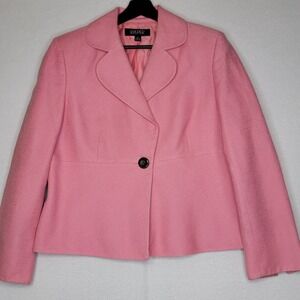 Kasper Womens Pink Linen Cotton Blend Single Button Blazer Jacket Size 16